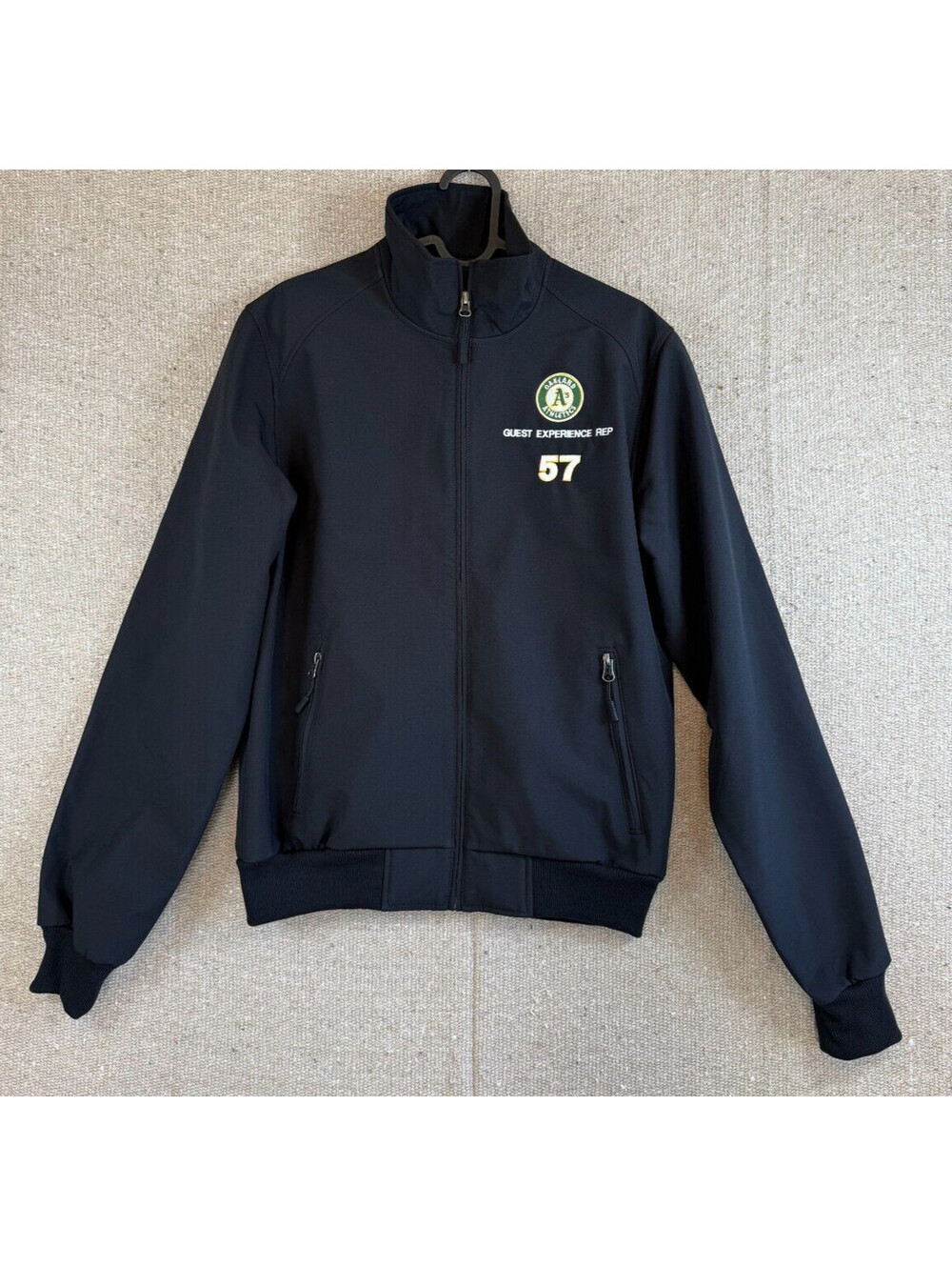 Mens Sz Small Oakland A's Black Full Zip Jacket Windbreaker Port Authority